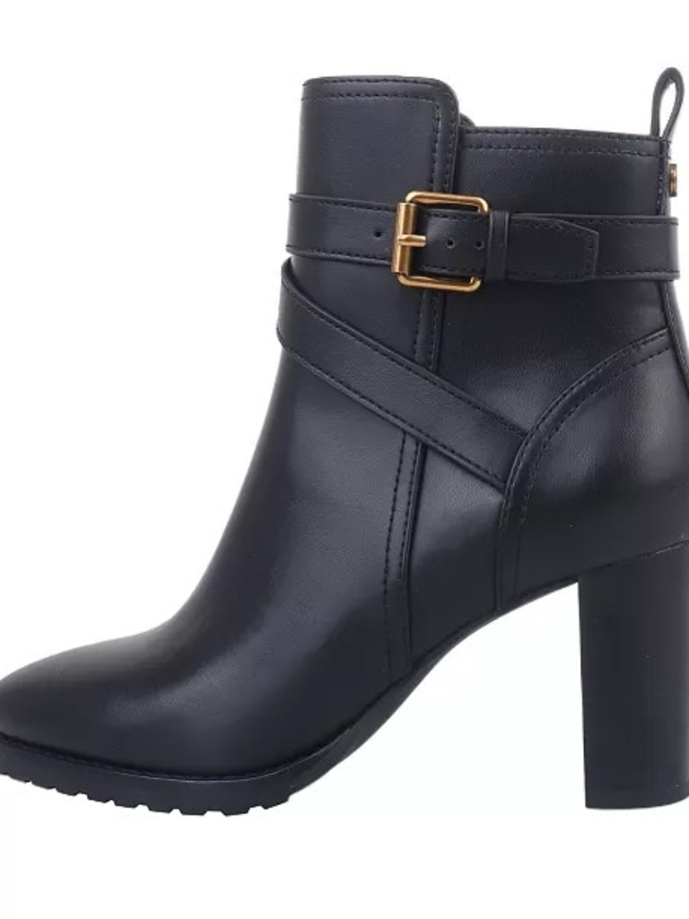 Giani Bernini Black Leather Ankle Boot with Gold Buckle - Picture 6 of 13